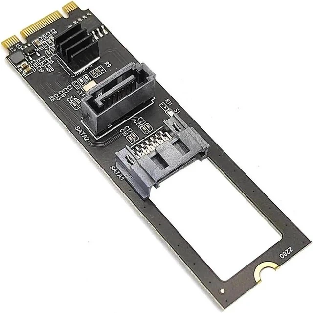 Alt view image 2 of 5 - M2 NGFF NVME to SATA 3.0 6G Expansion Card M.2 Key-M PCIE NVME to SATA Hard Disk Drive Converter Riser Card JMB582 PCIE 3.0 Chip