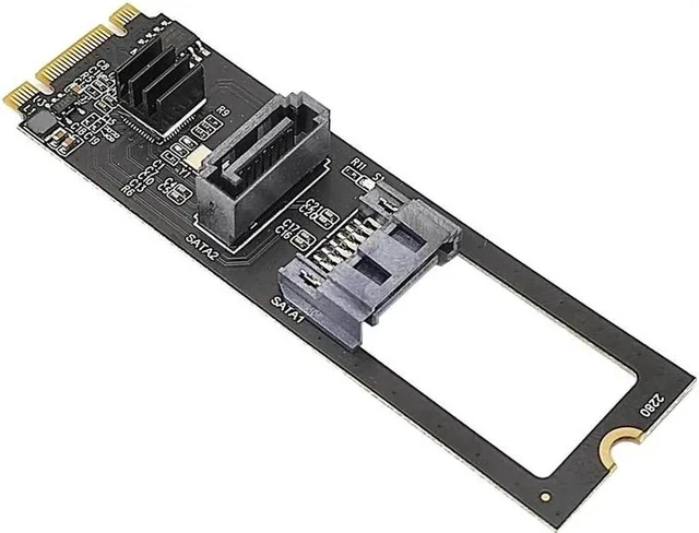 Alt view image 5 of 5 - M2 NGFF NVME to SATA 3.0 6G Expansion Card M.2 Key-M PCIE NVME to SATA Hard Disk Drive Converter Riser Card JMB582 PCIE 3.0 Chip