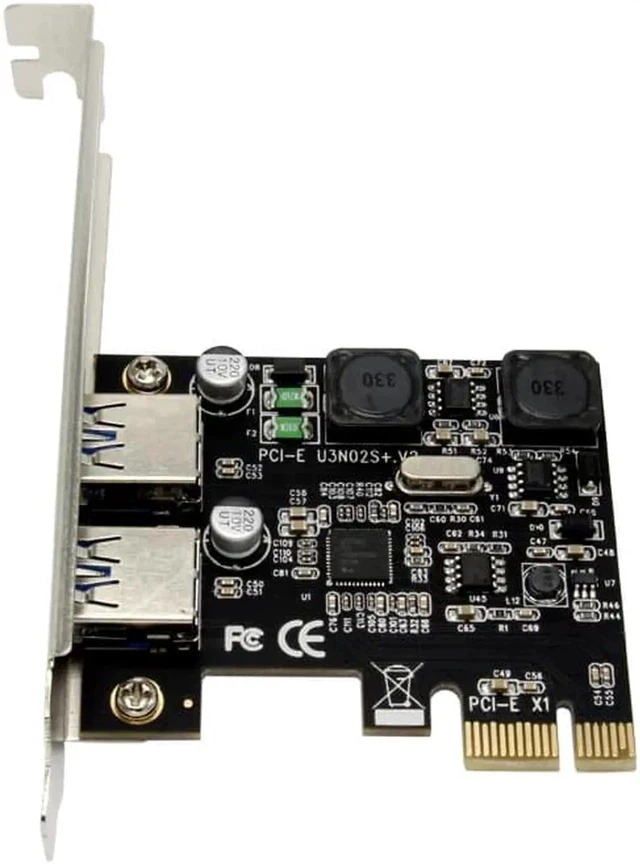 Alt view image 3 of 5 - USB 3.0 PCI-E Expansion Card External 2 Port USB3.0 PCIe Card with 2 Power Module NEC Chip for Desktop PC Computer