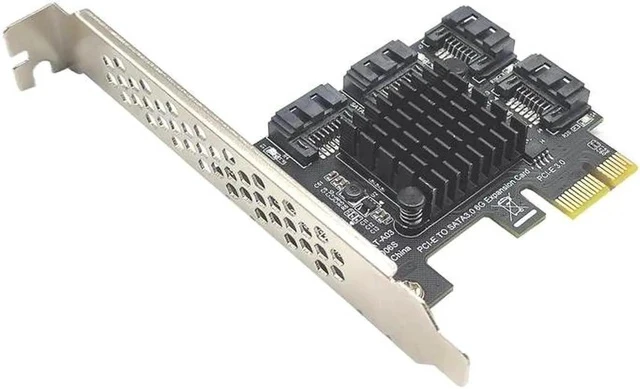 Alt view image 2 of 6 - Chi a Mining PCIE SATA PCI-E Adapter 4 Port SATA3.0 6G to PCI Express x1 Controller Expansion Card SATA Add On Card ASM1064 Chip
