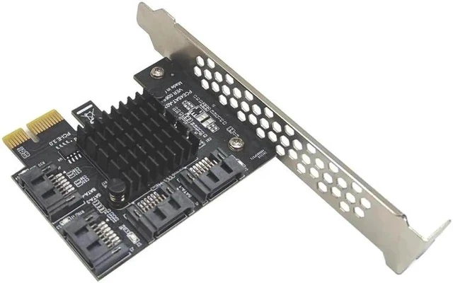Alt view image 4 of 6 - Chi a Mining PCIE SATA PCI-E Adapter 4 Port SATA3.0 6G to PCI Express x1 Controller Expansion Card SATA Add On Card ASM1064 Chip
