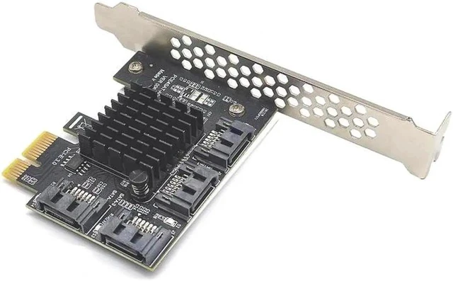 Alt view image 5 of 6 - Chi a Mining PCIE SATA PCI-E Adapter 4 Port SATA3.0 6G to PCI Express x1 Controller Expansion Card SATA Add On Card ASM1064 Chip