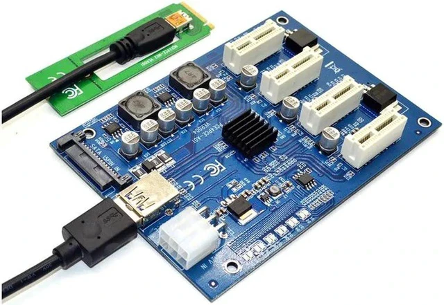 Alt view image 3 of 6 - M.2 NGFF PCI-E PCI Express Extender Riser Card Adapter 4 PCI-E slot adapter PCIe Port Multiplier PCIE Express Card For Mining