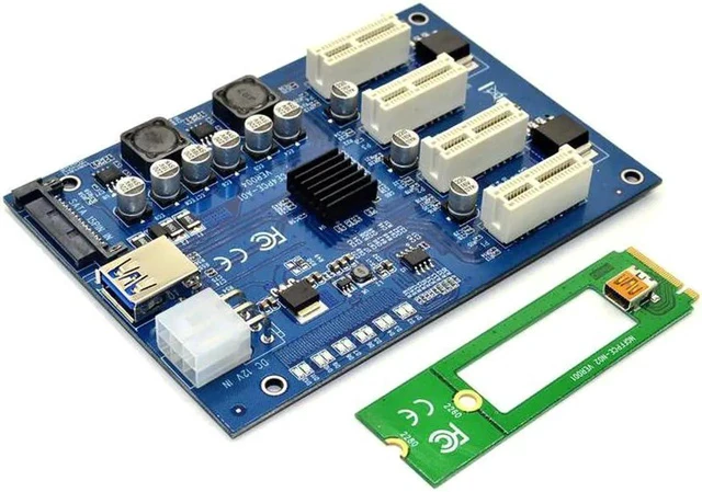 Alt view image 5 of 6 - M.2 NGFF PCI-E PCI Express Extender Riser Card Adapter 4 PCI-E slot adapter PCIe Port Multiplier PCIE Express Card For Mining
