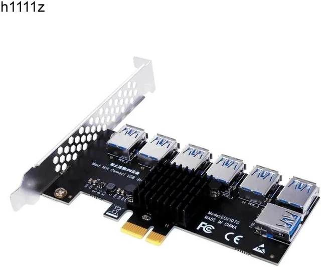 Alt view image 5 of 6 - Gold PCI Express Multiplier Riser PCIE 1 to 7 PCI Express X16 USB Miner Adapter Extender PCI-e Riser For PC Graphics Card Mining