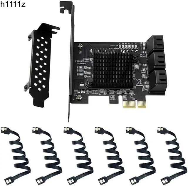 Main image of 6 Ports SATA Card Marvell 88SE9215 chip SATA 3.0 to PCIe Expansion Card PCI Express SATA Adapter SATA3 Converter with Data Cable