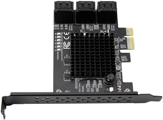 Alt view image 2 of 5 - 6 Ports SATA Card Marvell 88SE9215 chip SATA 3.0 to PCIe Expansion Card PCI Express SATA Adapter SATA3 Converter with Data Cable