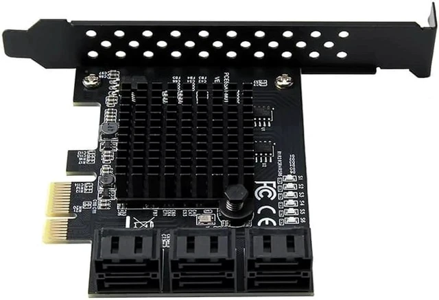 Alt view image 4 of 5 - 6 Ports SATA Card Marvell 88SE9215 chip SATA 3.0 to PCIe Expansion Card PCI Express SATA Adapter SATA3 Converter with Data Cable