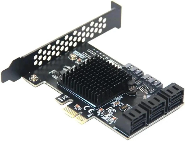 Alt view image 2 of 6 - Chi a Mining Riser PCIE SATA Card 8 Port 6Gb SATA3.0 Adapter PCI Express X1 SATA Expansion Card PCI-E to SATA Controller ASM1064