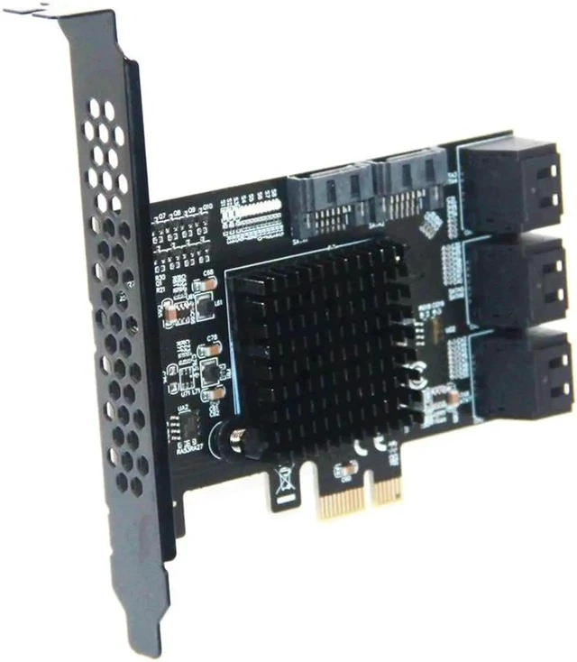 Alt view image 4 of 6 - Chi a Mining Riser PCIE SATA Card 8 Port 6Gb SATA3.0 Adapter PCI Express X1 SATA Expansion Card PCI-E to SATA Controller ASM1064