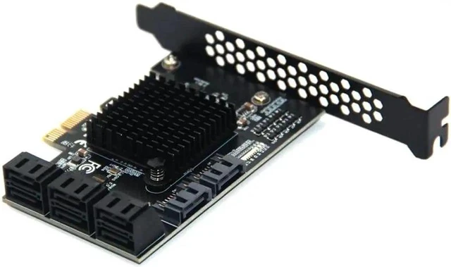 Alt view image 6 of 6 - Chi a Mining Riser PCIE SATA Card 8 Port 6Gb SATA3.0 Adapter PCI Express X1 SATA Expansion Card PCI-E to SATA Controller ASM1064