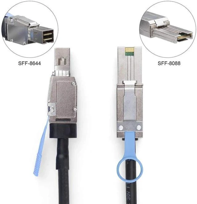 Alt view image 5 of 6 - 1m 3.3ft SFF-8644 to SFF-8088 External SAS Cable, 6Gbps Mini SAS HD to SAS 2.0 26Pin Cable, 100-Ohm Impedance for Server RAID Data Center Storage