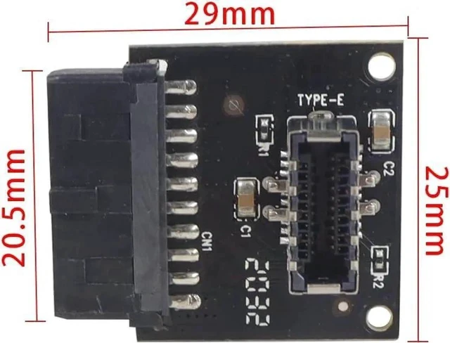 Alt view image 3 of 5 - USB 3.1 Front Panel Socket to USB 3.0 20Pin Header Male Extension Cable Adapter for Motherboard Card 20P USB to Type-E Connector (Black 1piece)