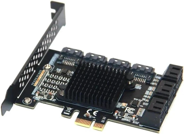 Alt view image 3 of 6 - Chi a Mining 10 Port SATA PCI-E Adapter PCI Express X1 to SATA 3.0 6Gbps Rate Expansion Card Controller with Low Profile Bracket