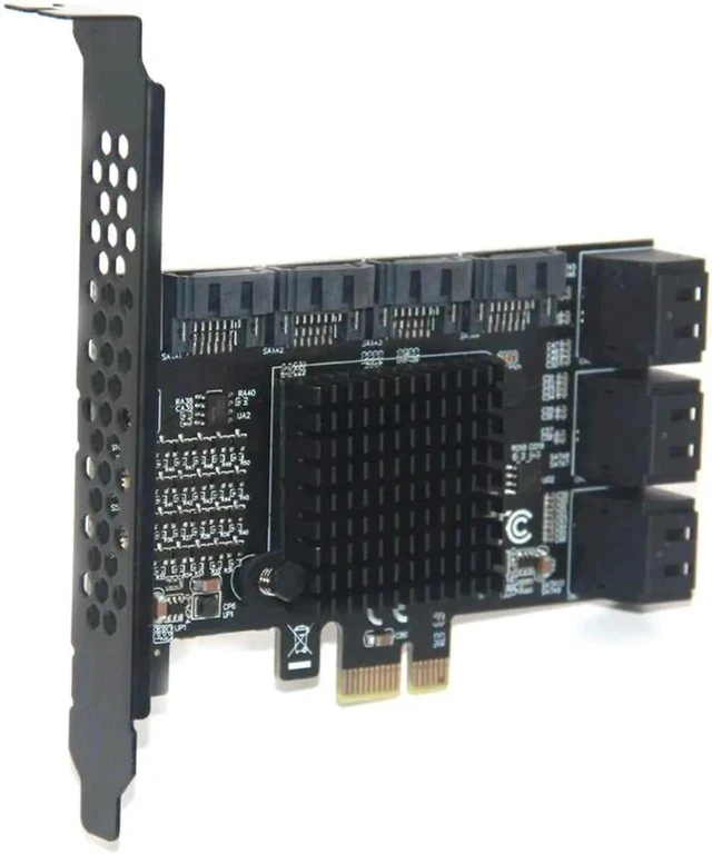 Alt view image 4 of 6 - Chi a Mining 10 Port SATA PCI-E Adapter PCI Express X1 to SATA 3.0 6Gbps Rate Expansion Card Controller with Low Profile Bracket