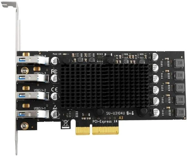 Alt view image 2 of 6 - PCIE USB Card 4 Port USB Multiplier Hub PCI E 4X Express to USB 3.2 Gen2 10G USB3.2 GEN 2 Expansion Card ASM3142 Chip for PC