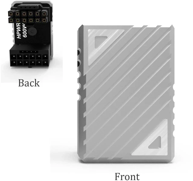 Alt view image 6 of 6 - 180 Degree U-Turn 12VHPWR 16Pin PCIe 5.0 GPU Power Adapter, Silver 12VHPWR Male to Female Angled Connector for RTX 40/50 Series Graphics Card PC Chassis Cable Management