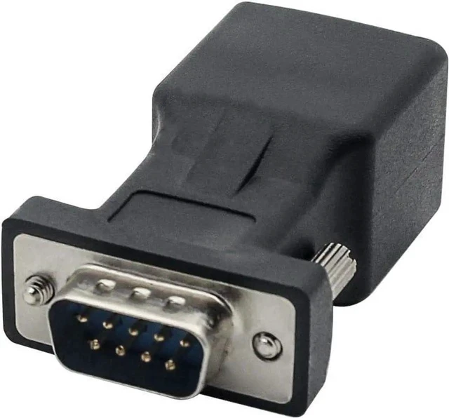Alt view image 3 of 6 - 2 Pack DB9 9-Pin Male VGA to RJ45 Female Extender Adapter, VGA Signal Over Cat5/Cat6 LAN Cable Converter Connector