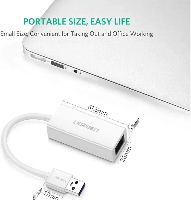 Alt view image 6 of 7 - Network Adapter USB 3.0 to Ethernet RJ45 Lan Gigabit Adapter for 10/100/1000 Mbps Ethernet Supports Nintendo Switch, White