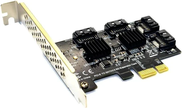 Alt view image 2 of 2 - 4 port SATA 3.0 to PCIe expansion Card PCI express PCI e SATA Adapter PCI-e SATA 3 Converter with Heat Sink for PC IPFS SSD HDD