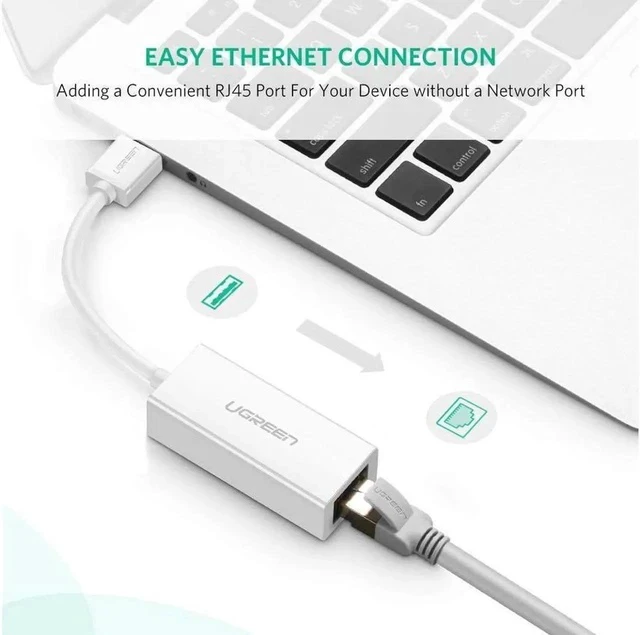 Alt view image 7 of 7 - USB Ethernet Adapter USB 2.0 Network Card to RJ45 Lan for Windows 10 Xiaomi Mi Box 3 Nintend Switch Ethernet USB, White