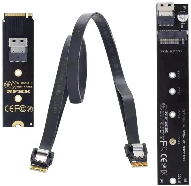 Alt view image 5 of 7 - 40cm NGFF M-Key NVMe Male to Female Extension Cable with SFF-8654 Connector, Compatible with Motherboard 2280/22110 NVMe SSD