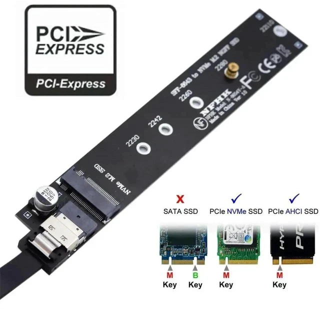 Alt view image 6 of 7 - 40cm NGFF M-Key NVMe Male to Female Extension Cable with SFF-8654 Connector, Compatible with Motherboard 2280/22110 NVMe SSD