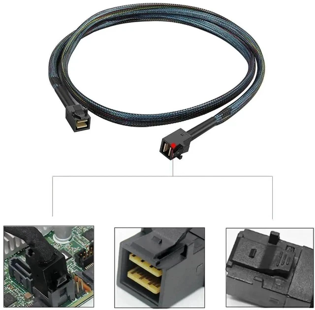 Alt view image 3 of 5 - 3.3FT/1M SFF-8643 Male to Male Internal Mini SAS HD Cable, 12Gbps Shielded Server Interconnect Wire for PCIe RAID Controller, NVMe Hot-Swap Backplane & SAS/SATA HDD SSD RAID Array