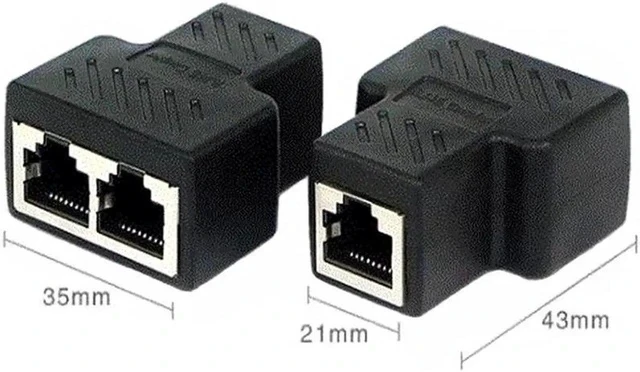 Alt view image 4 of 6 - RJ45 Splitter Adapter, USB 1 to 2 Network Connector Dual LAN Ethernet Socket 8P8C Extender Plug &Cable for Cat5, Cat5e, Cat6, Cat7