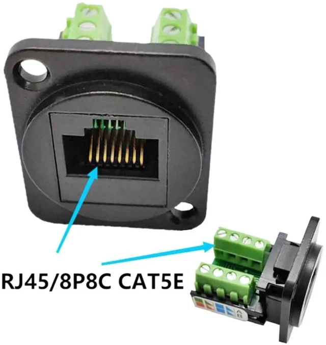 Alt view image 2 of 7 - RJ45/8P8C D-Type Panel Mount Ethernet Extender Cat5E Terminal Solderless Network Adapter Keystone Jack Crimping Data Female Connector with Screw