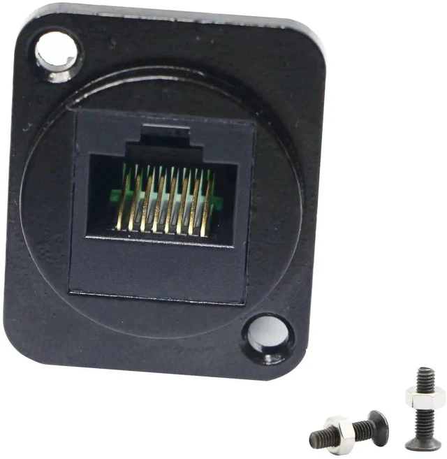 Alt view image 7 of 7 - RJ45/8P8C D-Type Panel Mount Ethernet Extender Cat5E Terminal Solderless Network Adapter Keystone Jack Crimping Data Female Connector with Screw
