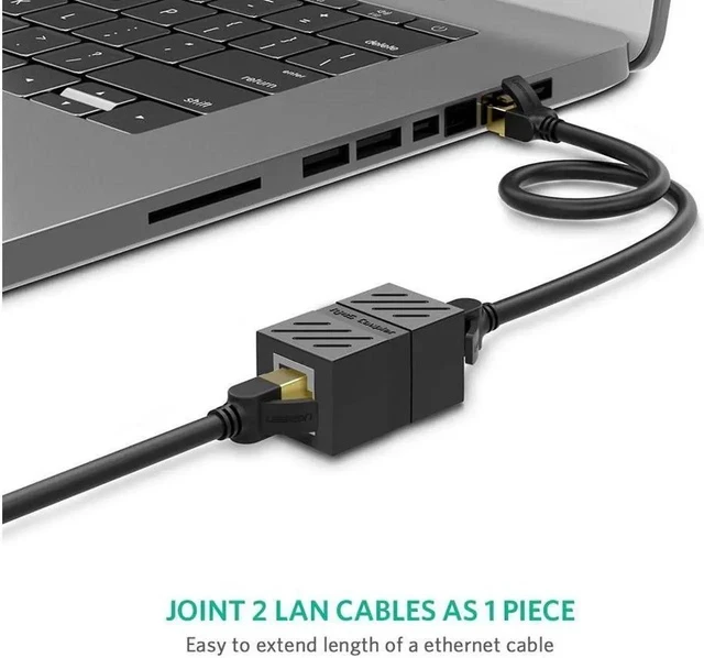 Alt view image 2 of 7 - RJ45 Coupler In Line Coupler Cat7 Cat6 Cat5e Ethernet Cable Extender Adapter Female to Female (Black)