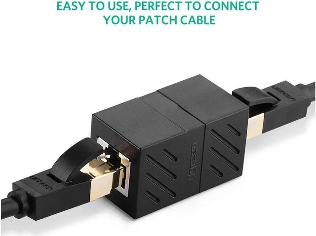 Alt view image 7 of 7 - RJ45 Coupler In Line Coupler Cat7 Cat6 Cat5e Ethernet Cable Extender Adapter Female to Female (Black)