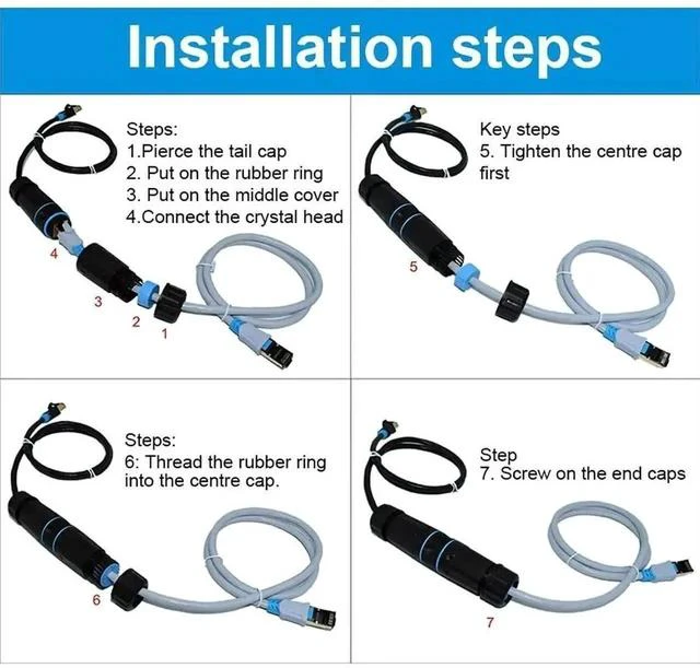 Alt view image 5 of 7 - 5 Pack Black IP68 Shielded RJ45 Female to Female Waterproof Coupler, Pure Copper Outdoor LAN Cable Extender Connector, Compatible with Cat5/Cat5e/Cat6/Cat7/Cat8 Ethernet Cables for All Weather Use