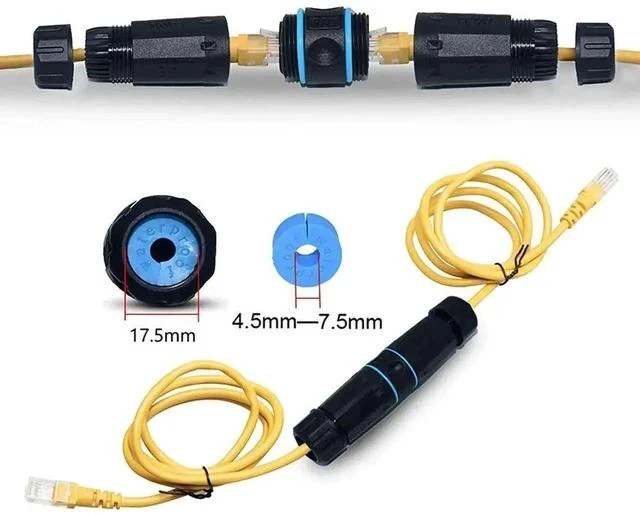 Alt view image 2 of 7 - 5 Pack Black IP68 Shielded RJ45 Female to Female Waterproof Coupler, Pure Copper Outdoor LAN Cable Extender Connector, Compatible with Cat5/Cat5e/Cat6/Cat7/Cat8 Ethernet Cables for All Weather Use