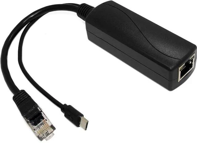 Main image of Micro USB PoE Splitter 5V 3A, IEEE 802.3af/at Standard 10/100Mbps for Raspberry Pi 3B, Tablets, Dropcam Power Over Ethernet USB Splitter Adapter