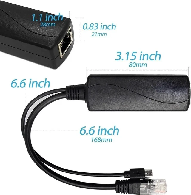 Alt view image 3 of 6 - Micro USB PoE Splitter 5V 3A, IEEE 802.3af/at Standard 10/100Mbps for Raspberry Pi 3B, Tablets, Dropcam Power Over Ethernet USB Splitter Adapter