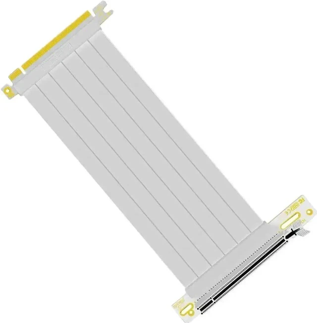 Alt view image 2 of 3 - 45cm White 90 Degree Right Angle PCIe 3.0 X16 to X16 Flexible Riser Cable HBZ-X16-1890B, Full-Speed PCI Express Extender for BTC Bitcoin GPU Mining Rig