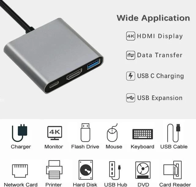 Alt view image 3 of 7 - USB C Multiport Adapter with 4K HDMI, 10Gbps USB-A Port & PD Charging, Portable Docking Hub for Dual Display Extend, Compatible with MacBook, iPad Pro, USB-C Laptops