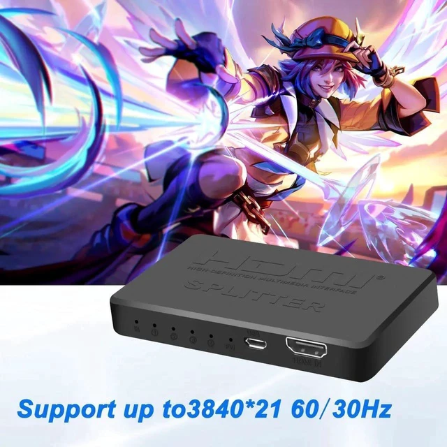 Alt view image 6 of 7 - 1x4 HDMI Splitter 1 in 4 Out 4K HD Digital 4 Way HDMI Splitter Support Full HD 1080P 4K/2K/30Hz,3D,HDR for TV,HDTV,PS4/5,Projector,Blu-Ray Player,Xbox