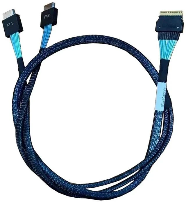 Main image of 80cm PCIe x8 to Dual x4 Splitter Cable, 74Pin to Dual 36Pin PCI Express Extension Cord