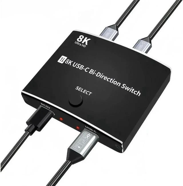 Main image of USBC KVM Switch 2 in 1 Out 1 in 2 Out 8K60HZ Bidirectional Interconvertible Compatible Computer Host Laptop Mac Cell Phone External TYPEC Monitor TV Projector Selector Switch Box