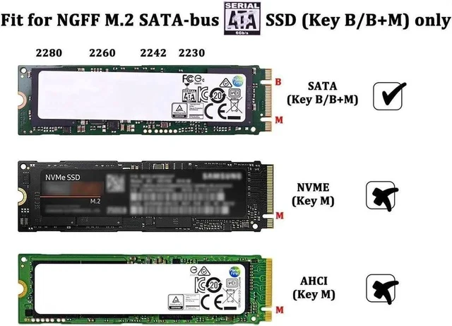 Alt view image 5 of 6 - M.2 NGFF Enclosure Easy Install USB3.0 External SSD Adapter 5Gbps Support UASP for 2230, 2242, 2260, 2280 Solid State Drive with Key B/Key B+M