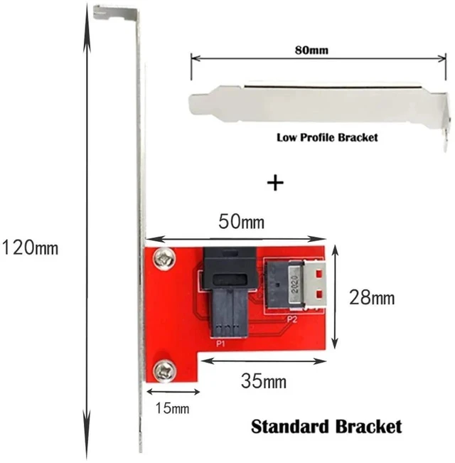 Alt view image 7 of 7 - PCIe 4.0 Slimline SAS SFF-8654 Female to Mini SAS HD SFF-8643 Female PCBA Adapter Card with Full Height & Low Profile Bracket