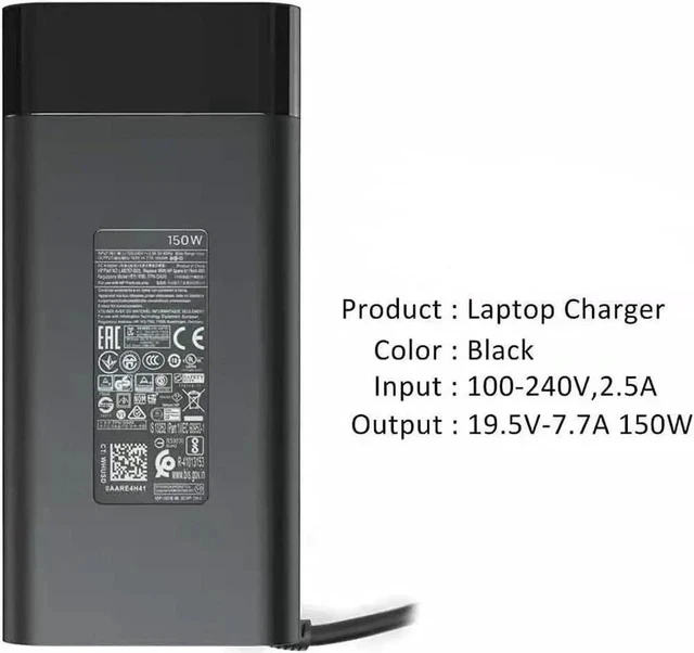 Alt view image 6 of 6 - Fit for HP 150W AC Adapter ZBook 15 Charger, for ZBook 15 G3 G4 G5 G6, ZBook Studio G3 G4 G5 G6 G7 G8, ZBook 15u G3 G4, ZBook Fury G7 G8, ZBook 15V G6, ZBook Create G7, TPN-CA11 Power Supply