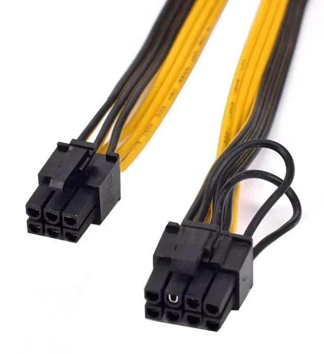 Alt view image 6 of 6 - 6 Pack 40cm PCIe 6Pin to 6+2 Pin GPU Power Cable, PCI Express 8/6 Pin Converter Cord for BTC Mining Rig & Server Graphics Cards