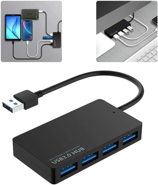 Alt view image 3 of 7 - 4-Port USB 3.0 Hub Portable Data,Micro USB Power Compatible for MacBook Mac Pro Mini iMac Surface Pro XPS IdeaPad MateBook X Pro Notebook PC USB Flash Drives Mobile HDD