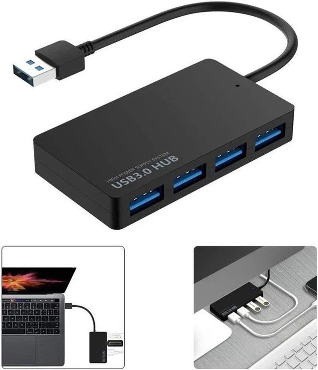 Alt view image 6 of 7 - 4-Port USB 3.0 Hub Portable Data,Micro USB Power Compatible for MacBook Mac Pro Mini iMac Surface Pro XPS IdeaPad MateBook X Pro Notebook PC USB Flash Drives Mobile HDD