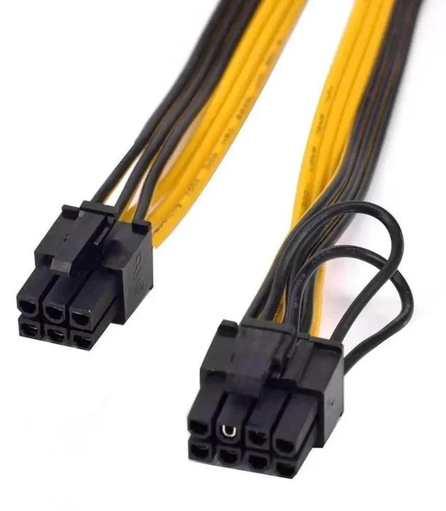 Alt view image 5 of 6 - 6 Pack 50cm PCIe 6Pin to 6+2 Pin GPU Power Cable, PCI Express 6/8 Pin Converter Cord for BTC Mining Rigs & Server Graphics Cards