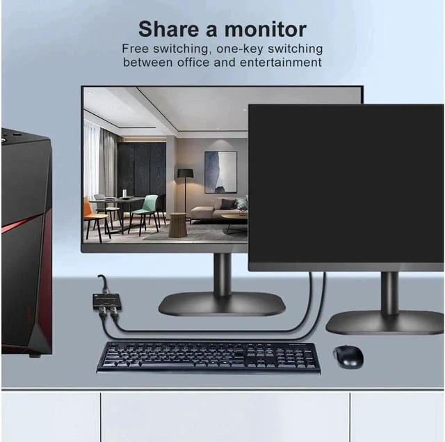 Alt view image 3 of 7 - Displayport 1.4 Switch 8K Displayport Bi-direction splitter switcher Displayport KVM 1in 2out 2in 1out Display-port 8K@60Hz,4K@120Hz Splitter Converter for Computer Monitor Projector TV